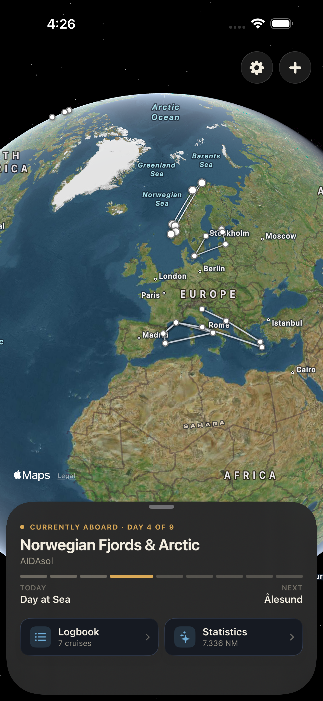 Your cruises on the map